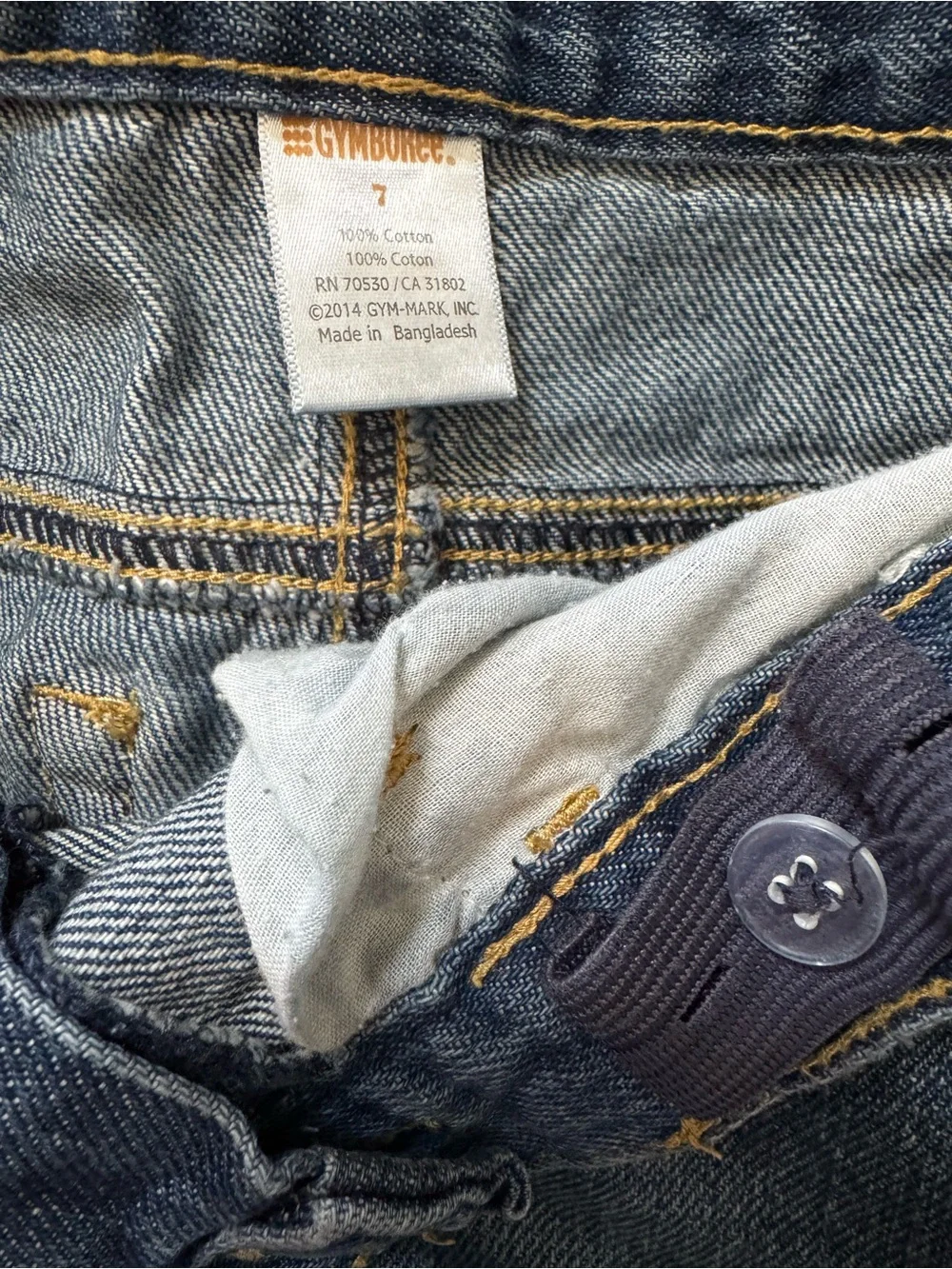 Gymboree Adjustable Waist Dark Blue Straight-Leg Kids Jeans 100% Cotton